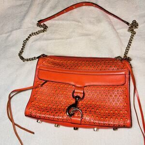 Rebecca Minkoff Persimmon Orange Leather Laser Cut MAC Crossbody Convertible Bag